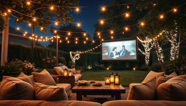 Backyard Movie Night Lighting Ideas